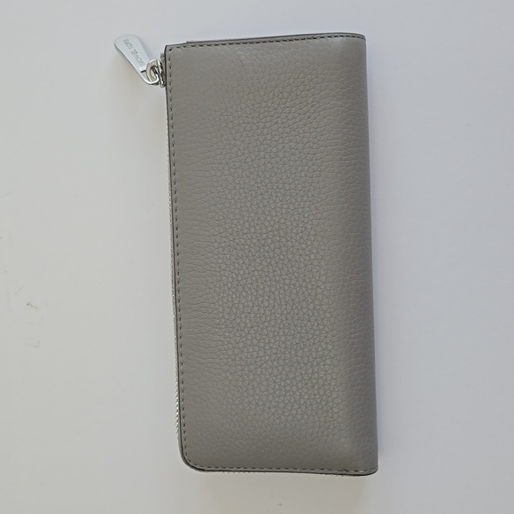 Michael Kors Women's Long Gray Pebbled Leather Zip Wallet - Picture 3 of 13